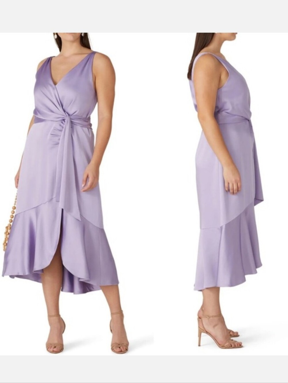 Jonathan Simkhai Mia Lilac Satin Wedding Guest Formal Midi Dress